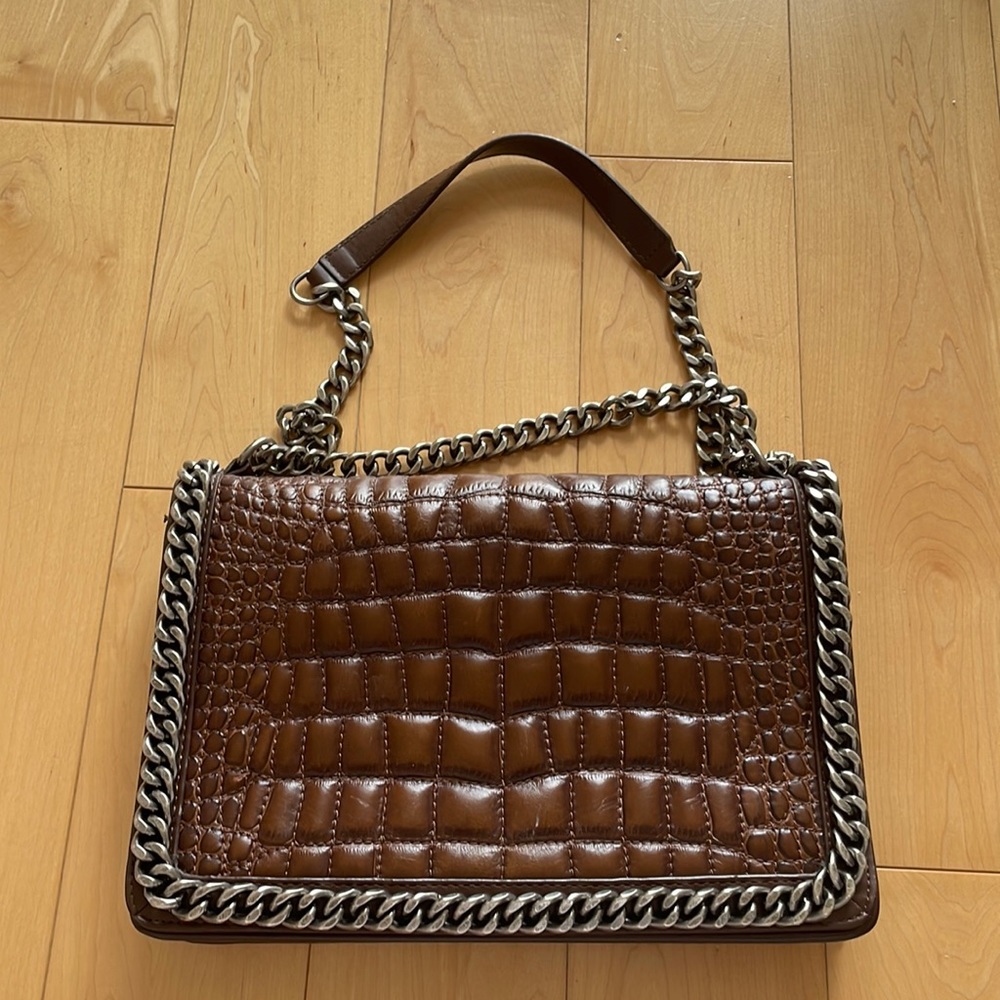 Brown Zara clutch with chains